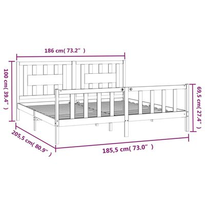 vidaXL Massivholzbett mit Kopfteil Schwarz Kiefer 180x200 cm