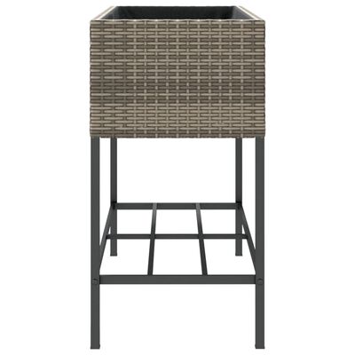 vidaXL Hochbeete mit Ablage 2 Stk. Grau 90x40x75 cm Poly Rattan