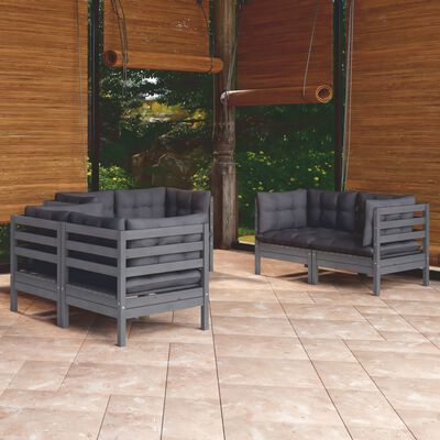 vidaXL 6-tlg. Garten-Lounge-Set mit Kissen Kiefer Massivholz