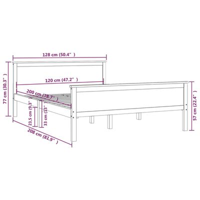 vidaXL Massivholzbett Honigbraun Kiefernholz 120x200 cm