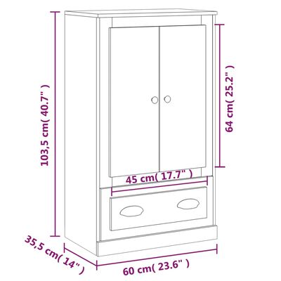 vidaXL Highboard Braun Eichen-Optik 60x35,5x103,5 cm Holzwerkstoff