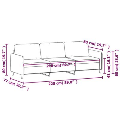 vidaXL 3-Sitzer-Sofa Hellgrau 210 cm Stoff