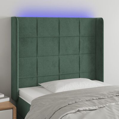 vidaXL LED Kopfteil Dunkelgrün 103x16x118/128 cm Samt