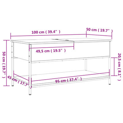 vidaXL Couchtisch Schwarz 100x50x50 cm Holzwerkstoff und Metall