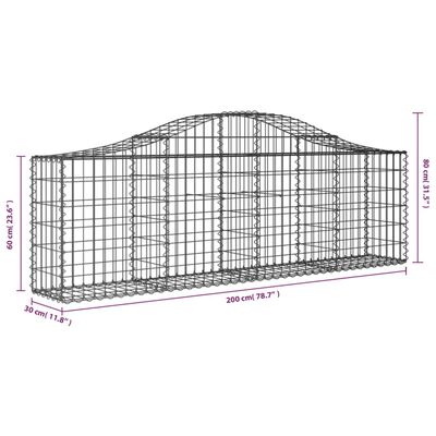 vidaXL Gabionen mit Hochbogen 6 Stk. 200x30x60/80 cm Verzinktes Eisen