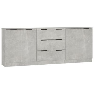 vidaXL 3-tlg. Sideboard-Set Betongrau Holzwerkstoff