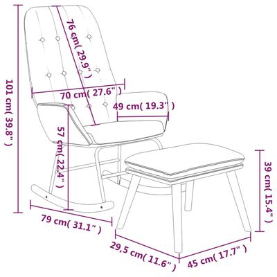 vidaXL Schaukelsessel mit Hocker Schwarz Stoff