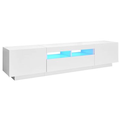 vidaXL TV-Schrank mit LED-Leuchten Hochglanz-Weiß 180x35x40 cm