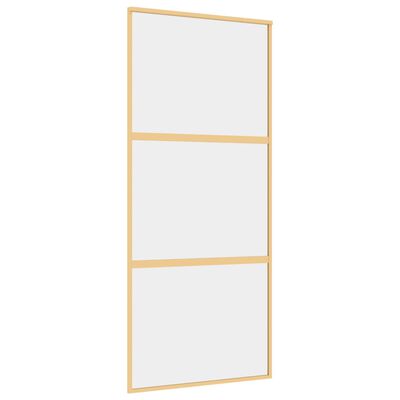 vidaXL Schiebetür Golden 90x205 cm ESG-Klarglas und Aluminium