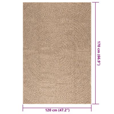 vidaXL Teppich ZIZUR 120x170 cm Jute-Optik Indoor und Outdoor