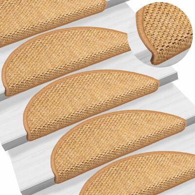 vidaXL Treppenmatten Selbstklebend Sisal-Look 15 Stk. 56x17x3 cm Sisal