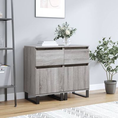 vidaXL Sideboards 2 Stk. Grau Sonoma 40x35x70 cm Holzwerkstoff