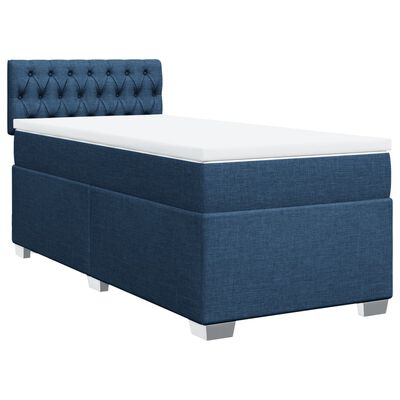 vidaXL Boxspringbett mit Matratze Blau 90x190 cm Stoff