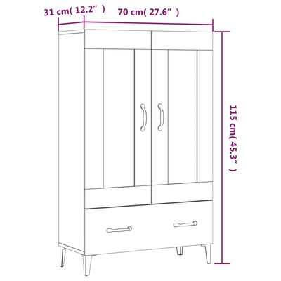 vidaXL Highboard Hochglanz-Weiß 70x31x115 cm Holzwerkstoff