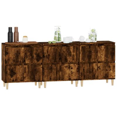 vidaXL Sideboards 3 Stk. Räuchereiche 60x35x70 cm Holzwerkstoff