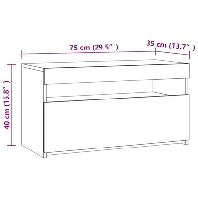 vidaXL TV-Schrank mit LED-Leuchten Sonoma-Eiche 75x35x40 cm