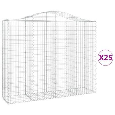 vidaXL Gabionen mit Hochbogen 25Stk. 200x50x160/180cm Verzinktes Eisen