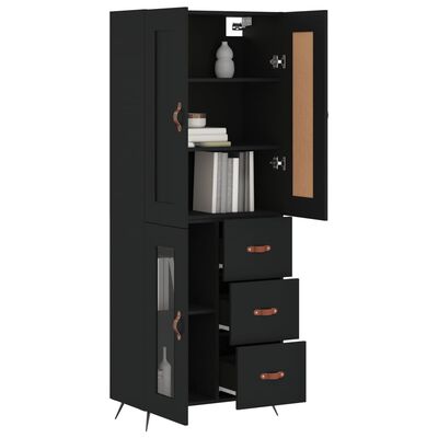 vidaXL Highboard Schwarz 69,5x34x180 cm Holzwerkstoff