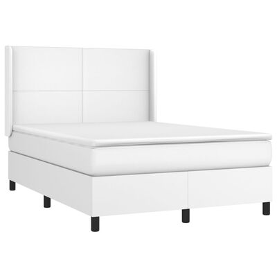 vidaXL Boxspringbett mit Matratze & LED Weiß 140x200 cm Kunstleder