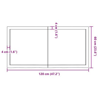 vidaXL Waschtischplatte Hellbraun 120x60x(2-6) cm Massivholz Behandelt