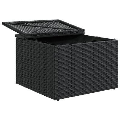 vidaXL Gartenhocker mit Kissen Schwarz 55x55x37 cm Poly Rattan