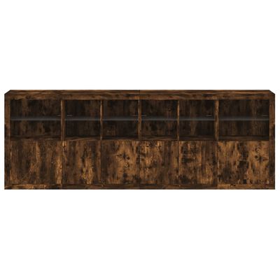 vidaXL Sideboard mit LED-Leuchten Räuchereiche 283x37x100 cm