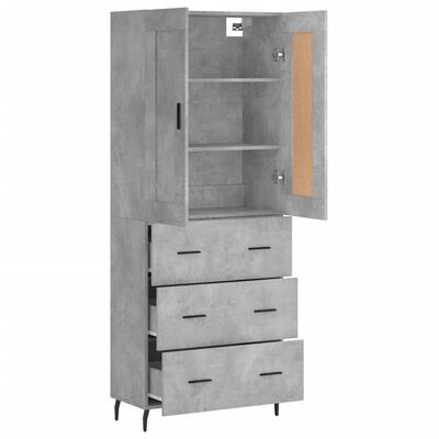 vidaXL Highboard Betongrau 69,5x34x180 cm Holzwerkstoff