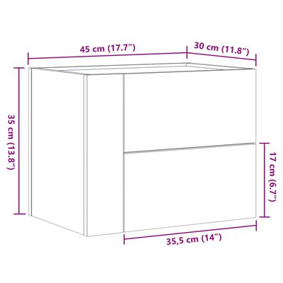 vidaXL Wand-Nachttische 2 Stk. Weiß 45x30x35 cm