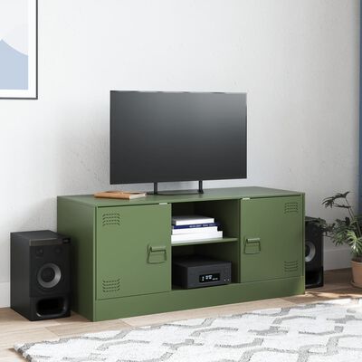 vidaXL TV-Schrank Olivgrün 99x39x44 cm Stahl