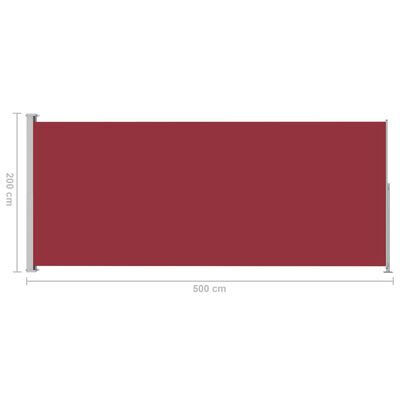 vidaXL Seitenmarkise Ausziehbar 200x500 cm Rot