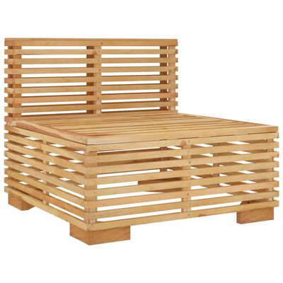 vidaXL Garten-Mittelsofa mit Dunkelgrauen Kissen Massivholz Teak