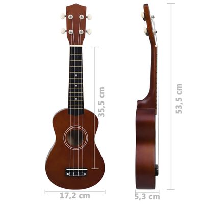 vidaXL Sopran Ukulele Set für Kinder mit Tasche Dunkles Holz 21"