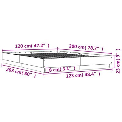 vidaXL Bettgestell mit LED Sonoma-Eiche 120x200 cm