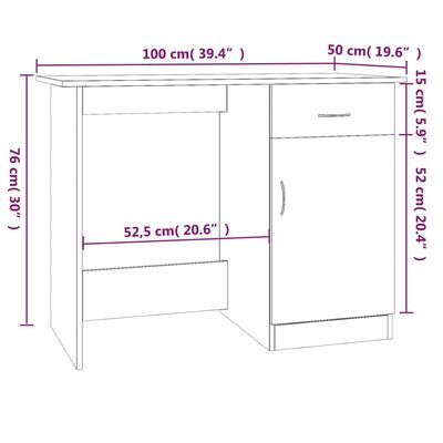 vidaXL Schreibtisch Braun Eichen-Optik 100x50x76 cm Holzwerkstoff