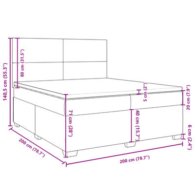 vidaXL Boxspringbett mit Matratze Dunkelgrau 200x200 cm Samt