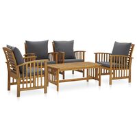 vidaXL 5-tlg. Garten-Lounge-Set mit Auflagen Massivholz Akazie