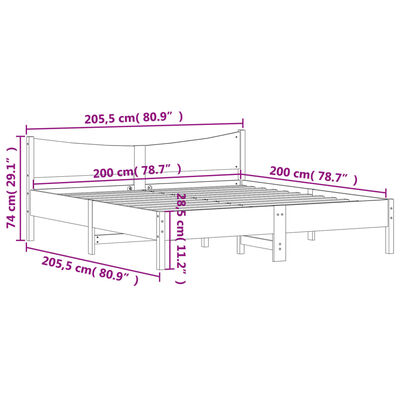 vidaXL Massivholzbett ohne Matratze Weiß 200x200 cm Kiefernholz