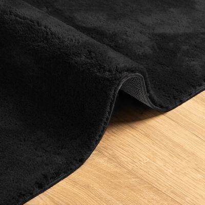 vidaXL Teppich HUARTE Kurzflor Weich und Waschbar Schwarz 120x120 cm