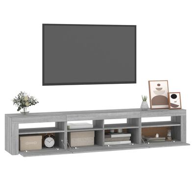 vidaXL TV-Schrank mit LED-Leuchten Grau Sonoma 210x35x40 cm