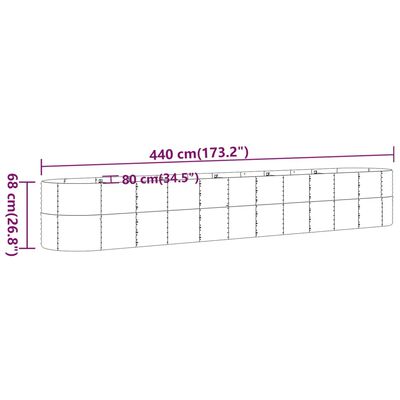 vidaXL Hochbeet Pulverbeschichteter Stahl 440x80x68 cm Grün