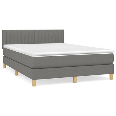 vidaXL Boxspringbett mit Matratze Dunkelgrau 140x200 cm Stoff