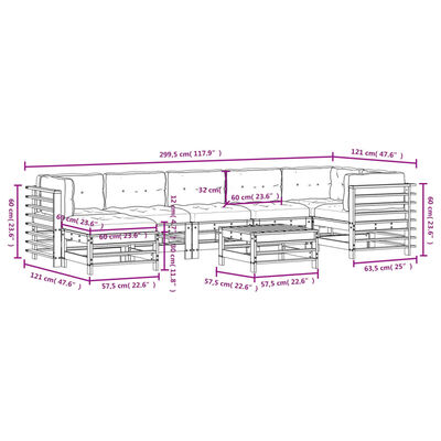 vidaXL 8-tlg. Garten-Lounge-Set mit Kissen Schwarz Massivholz