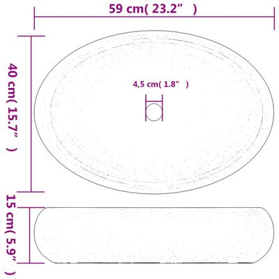 vidaXL Aufsatzwaschbecken Braun Oval 59x40x15 cm Keramik