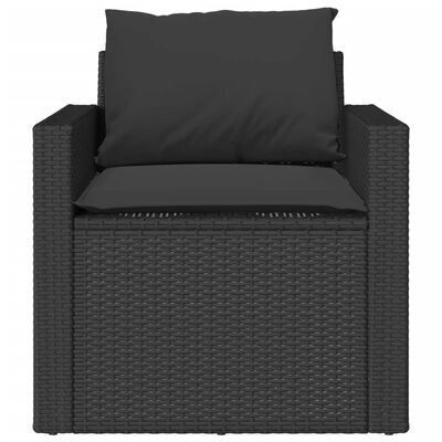 vidaXL 4-tlg. Garten-Sofagarnitur mit Kissen Schwarz Poly Rattan