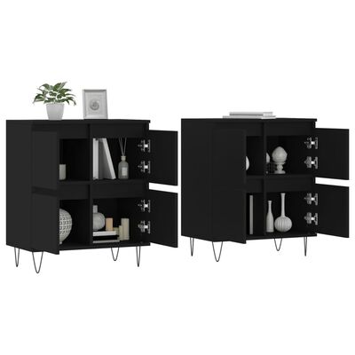 vidaXL Sideboards 2 Stk. Schwarz Holzwerkstoff