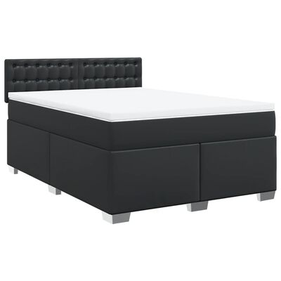 vidaXL Boxspringbett mit Matratze Schwarz 140x200 cm Kunstleder