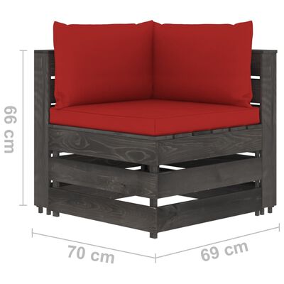 vidaXL 10-tlg. Garten-Lounge-Set mit Kissen Grau Imprägniertes Holz