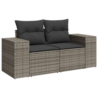 vidaXL 4-tlg. Garten-Sofagarnitur mit Kissen Grau Poly Rattan