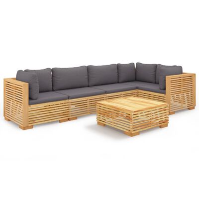 vidaXL 6-tlg. Garten-Lounge-Set mit Kissen Massivholz Teak