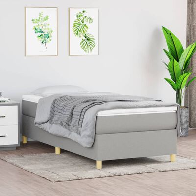 vidaXL Boxspringbett mit Matratze Hellgrau 100x200 cm Stoff